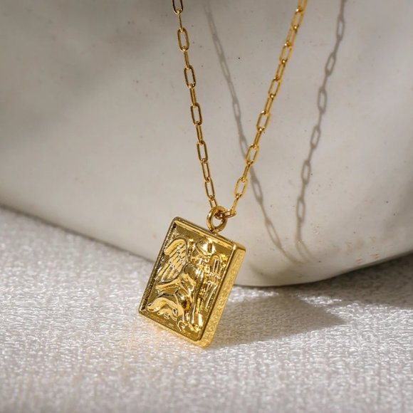 Jewelry - NEW 18K Gold Plated Angel Square Necklace